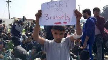 «متاسفم بروکسل»؛ تابلوی کودک پناهجوی سوری