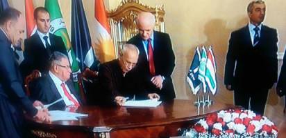 امضای توافقنامه همکاری میان اتحادیه میهنی کردستان و گوران
